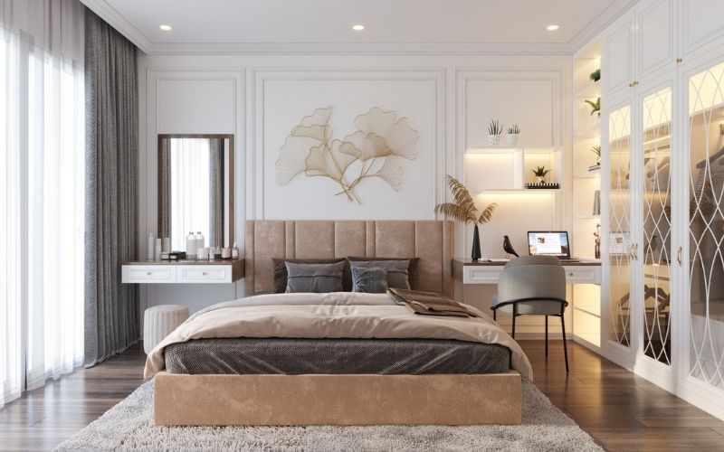 Thiết kế đồ nội thất phòng ngủ sang trọng nhã nhặn, tạo không gian nhẹ nhàng và thoải mái