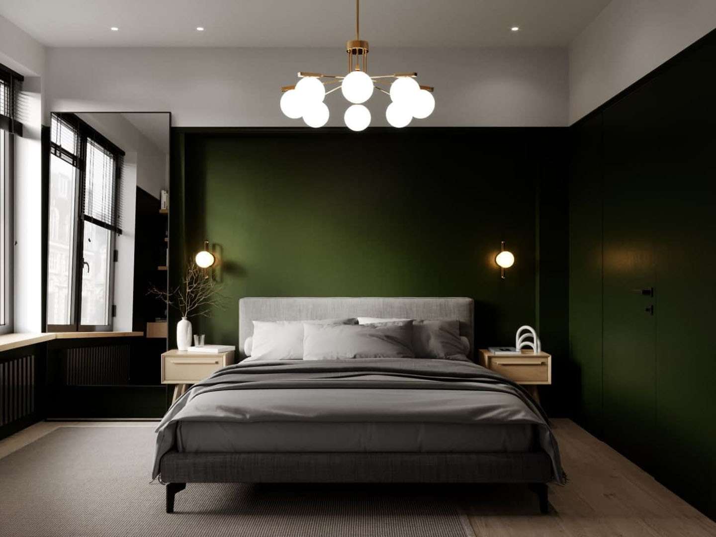 Không gian phòng ngủ đơn giản và ấm áp với thiết kế nội thất gỗ cao cấp