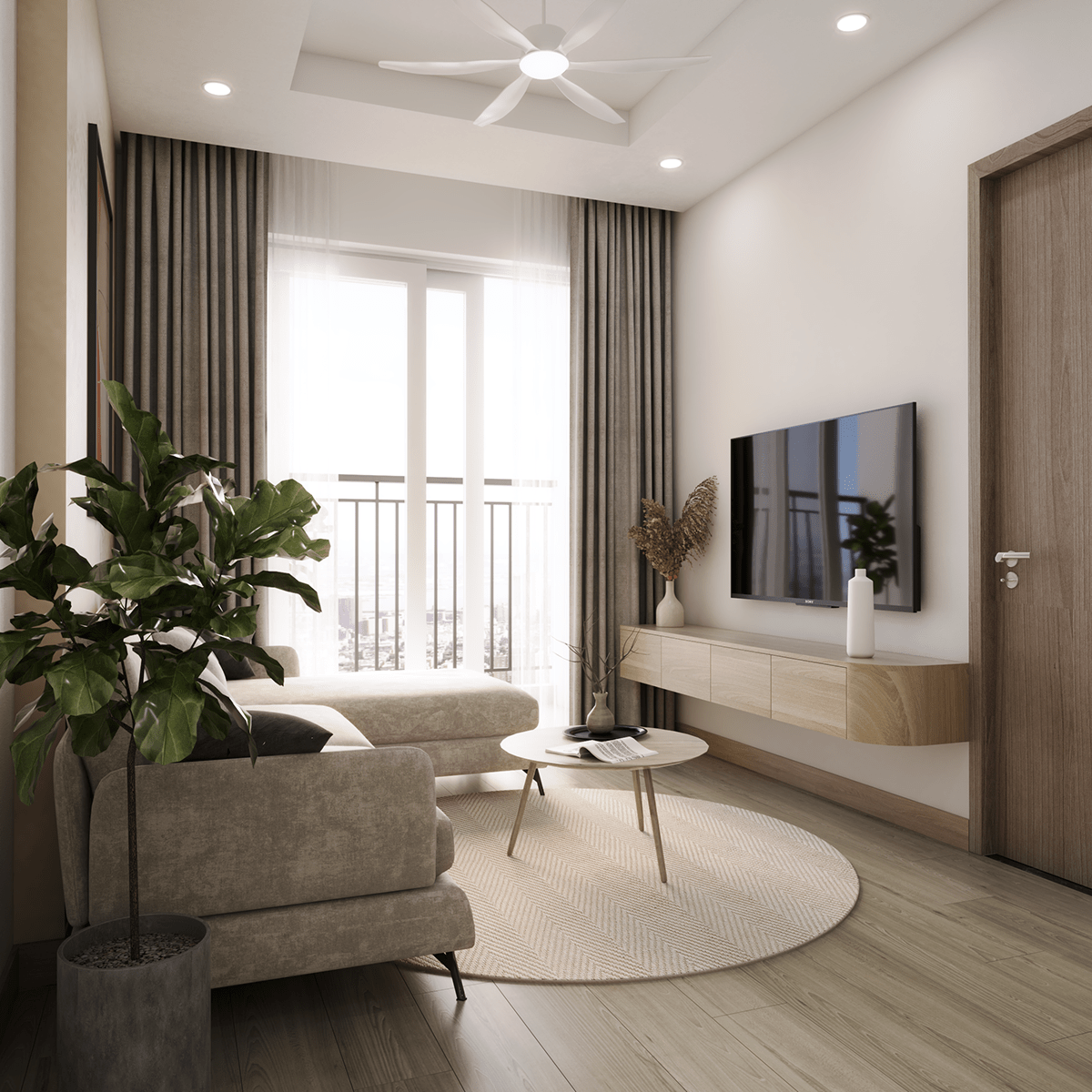 Phòng khách mang đậm phong cách thiết kế nội thất đơn giản, hiện đại và tinh tế